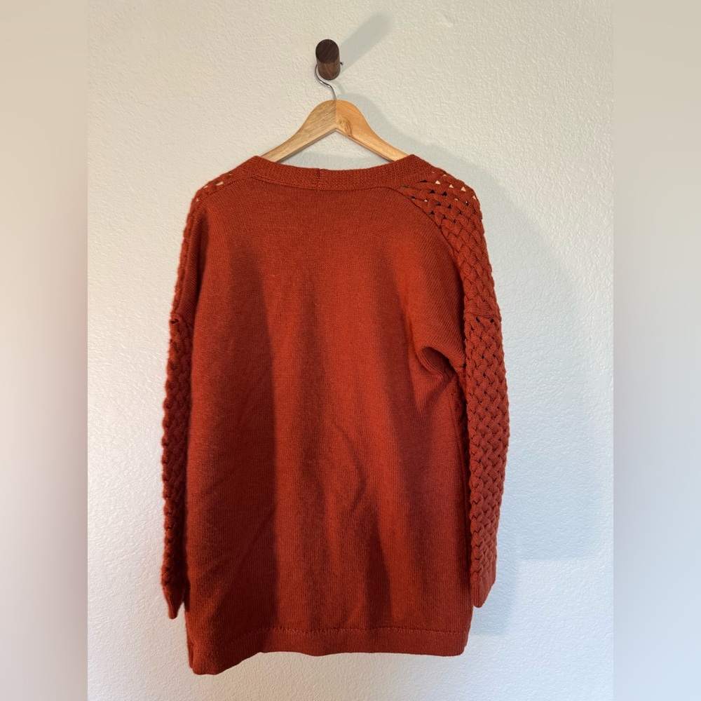 Size Large Long Knit Rust Colored Cardigan - Picture 5 of 5